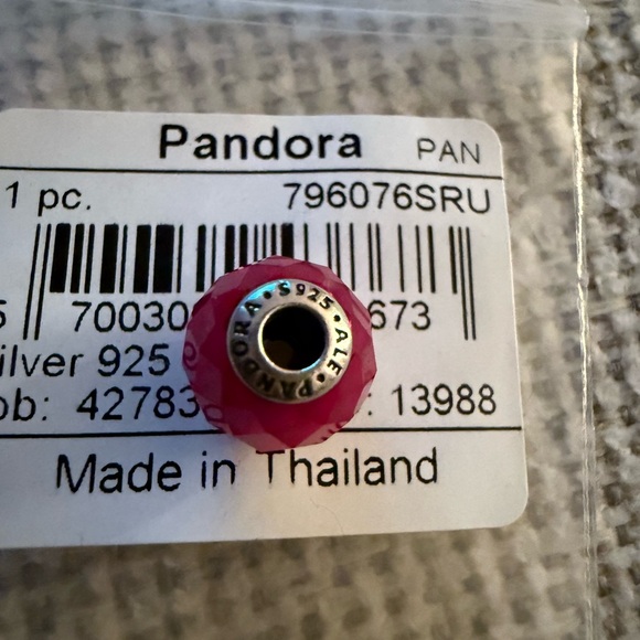 Pandora New Silver Hot Pink Bead Charm - Picture 2 of 2
